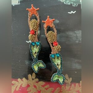 Baublebar novelty Mermaid Earrings 3 1/2” length